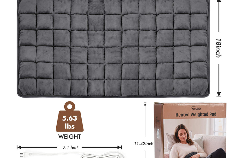 Tirrinia Heated Weighted Pad — 10 Heat Settings & 1-12H Timer, Weighted Electric Heating Pad for Back, Shoulders & Waist, 33" x 18"