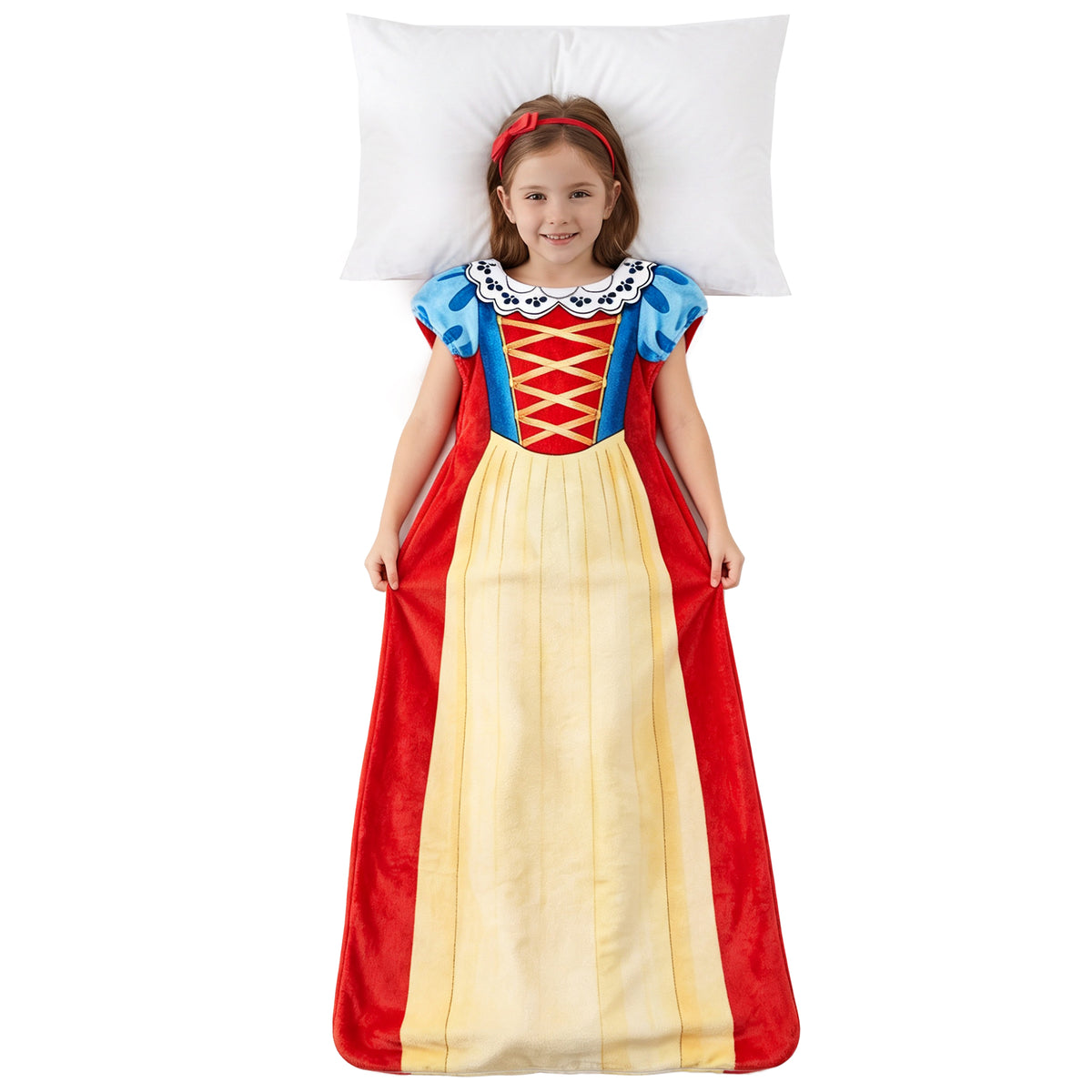 Tirrinia Kids Princess Dress Wearable Blanket — Snow White Flannel Sleep Sack for Girls, Soft Cozy Throw Blanket Dress, 54in x 26in