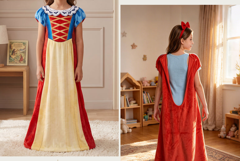 Tirrinia Kids Princess Dress Wearable Blanket — Snow White Flannel Sleep Sack for Girls, Soft Cozy Throw Blanket Dress, 54in x 26in