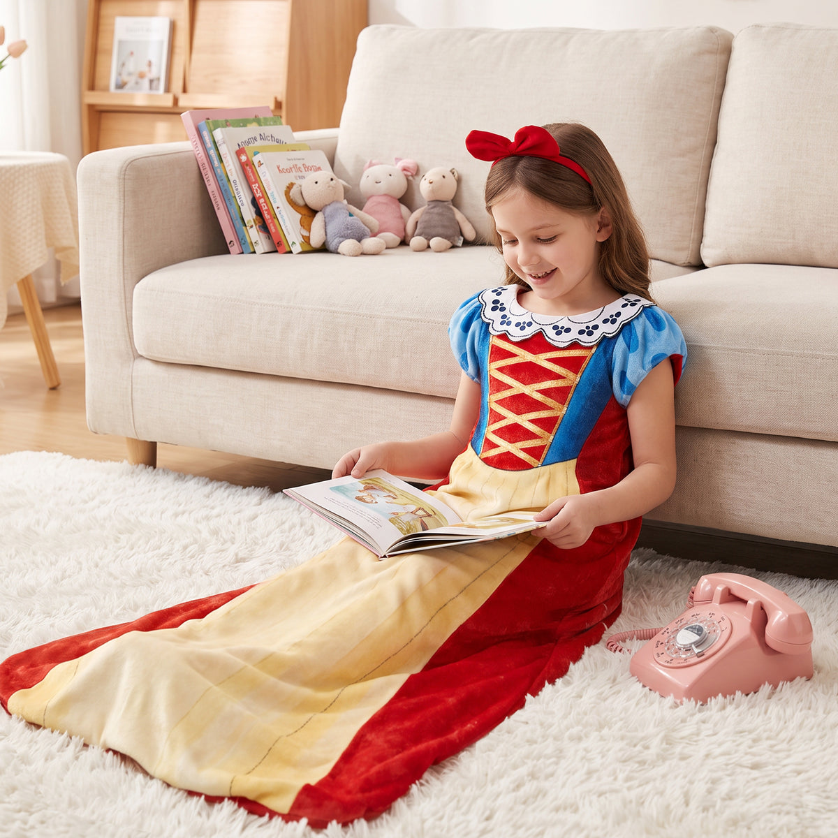 Tirrinia Kids Princess Dress Wearable Blanket — Snow White Flannel Sleep Sack for Girls, Soft Cozy Throw Blanket Dress, 54in x 26in