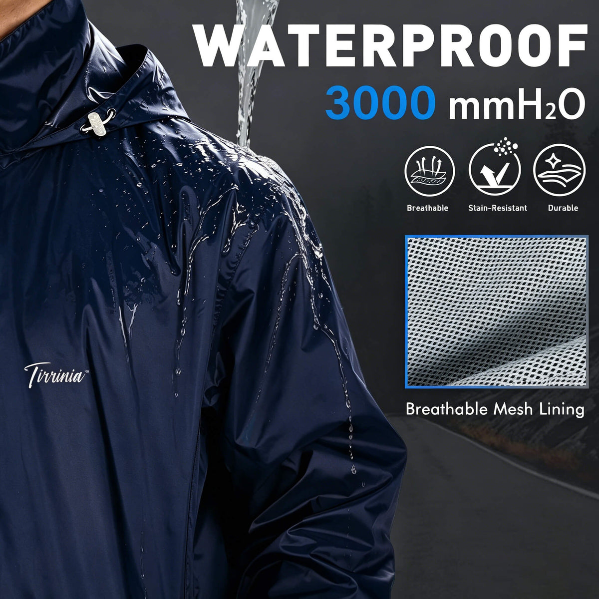 Men's Lightweight Waterproof Rain Jacket – Packable Windbreaker for Hiking, Travel & Everyday Wear side view