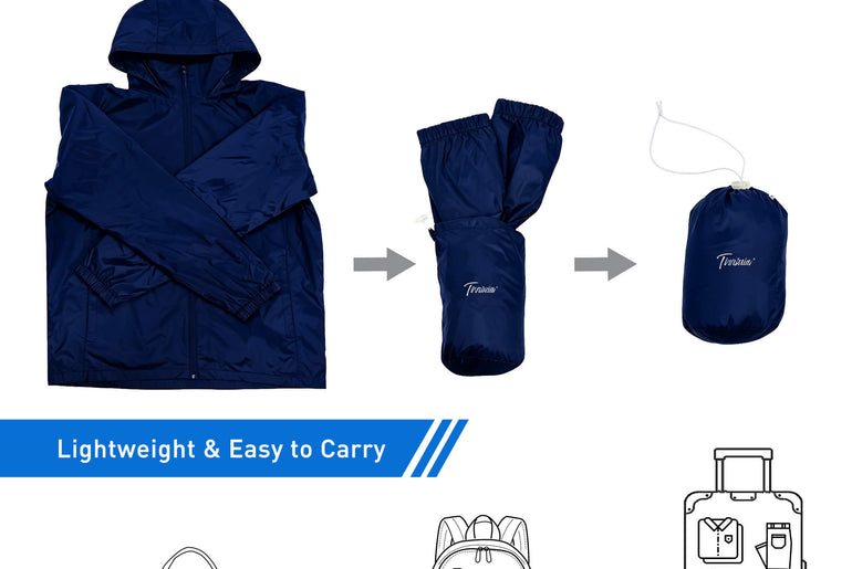 Men's Lightweight Waterproof Rain Jacket – Packable Windbreaker for Hiking, Travel & Everyday Wear back view