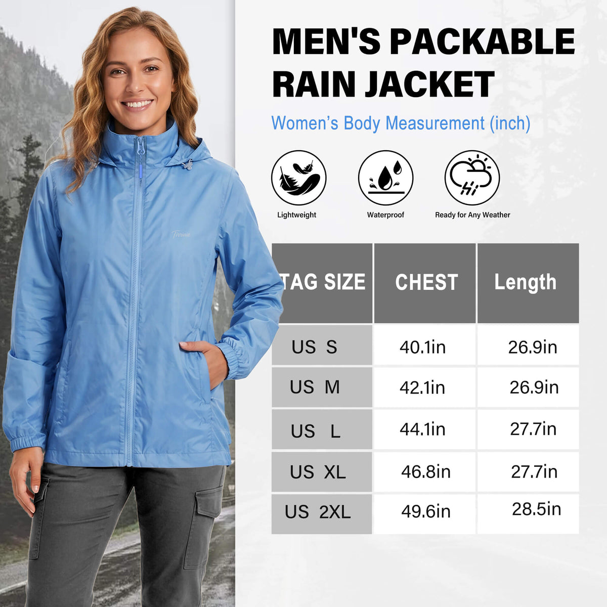 Tirrinia Packable Waterproof Rain Jacket – Lightweight Windbreaker for Travel & Outdoor Adventures newarrivals style