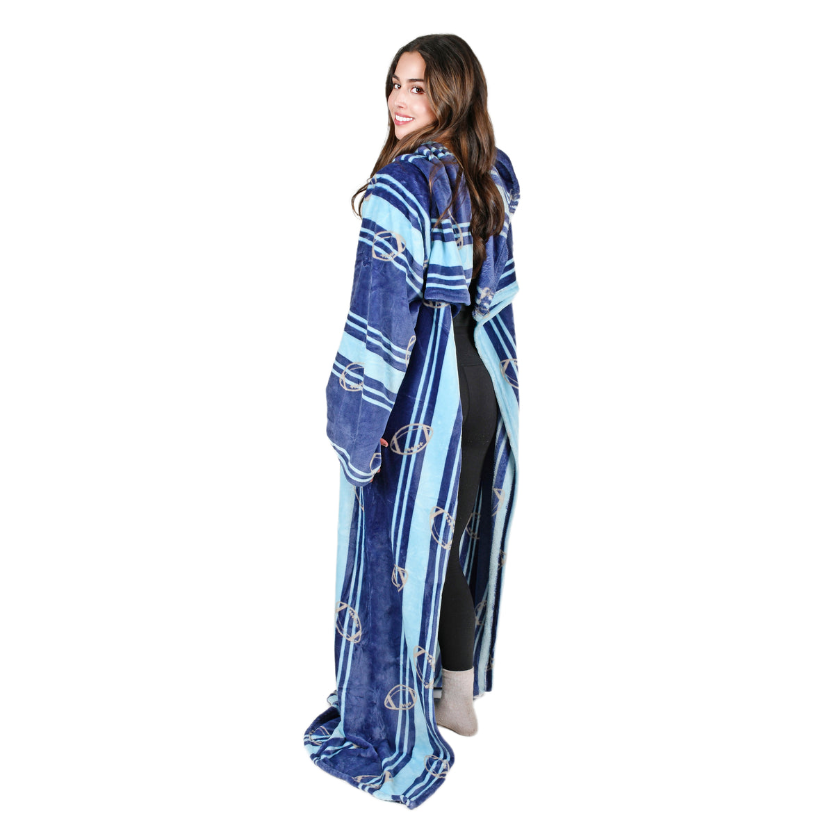 Blue Football Field Wearable Blanket Single Layer product image 5
