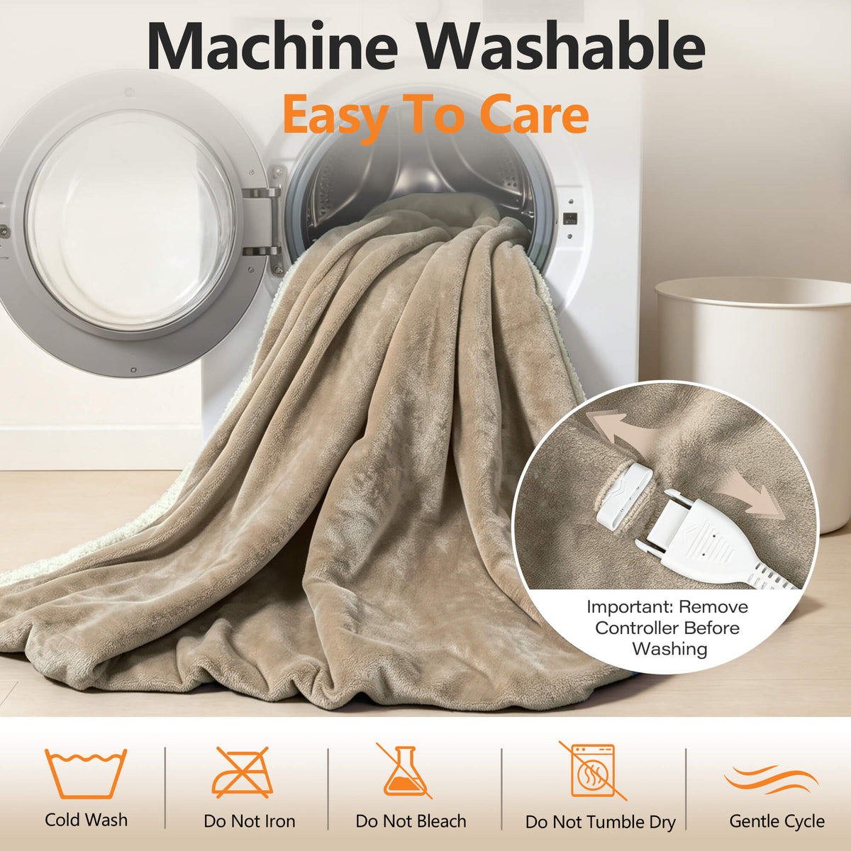 Tirrinia Heated Wearable Blanket with Sleeves — Electric Snuggle Blanket Robe, 10 Heat Levels & 1-12H Timer, Sherpa Flannel, Foot Pockets, 70" x 50"
