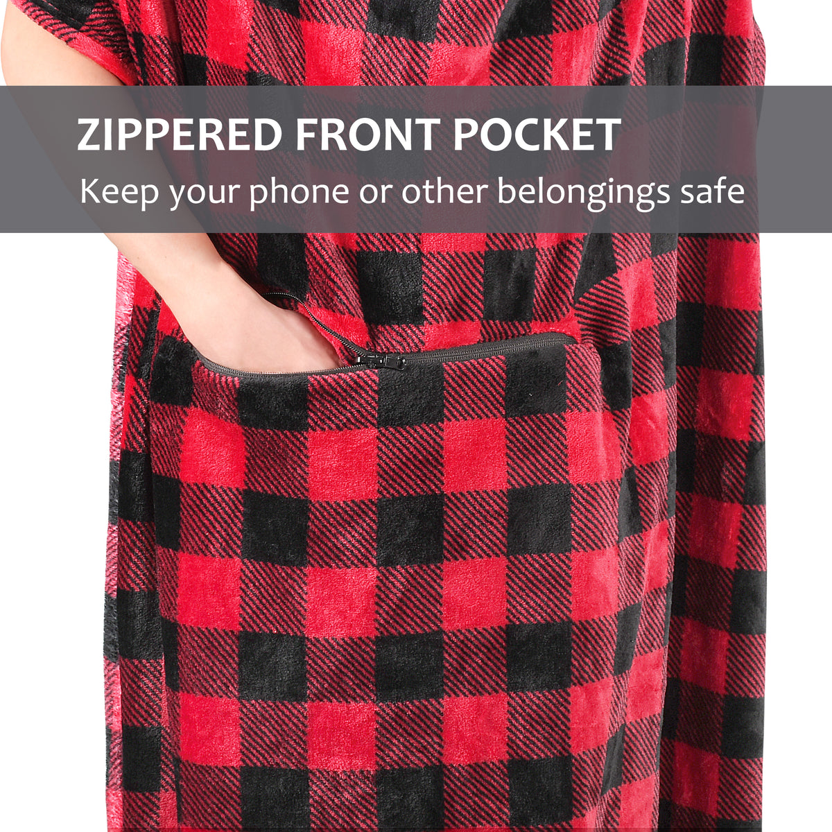 Fleece Wearable Travel Blanket with Foot Pockets
