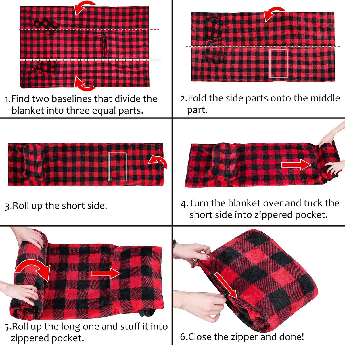 Fleece Wearable Travel Blanket with Foot Pockets