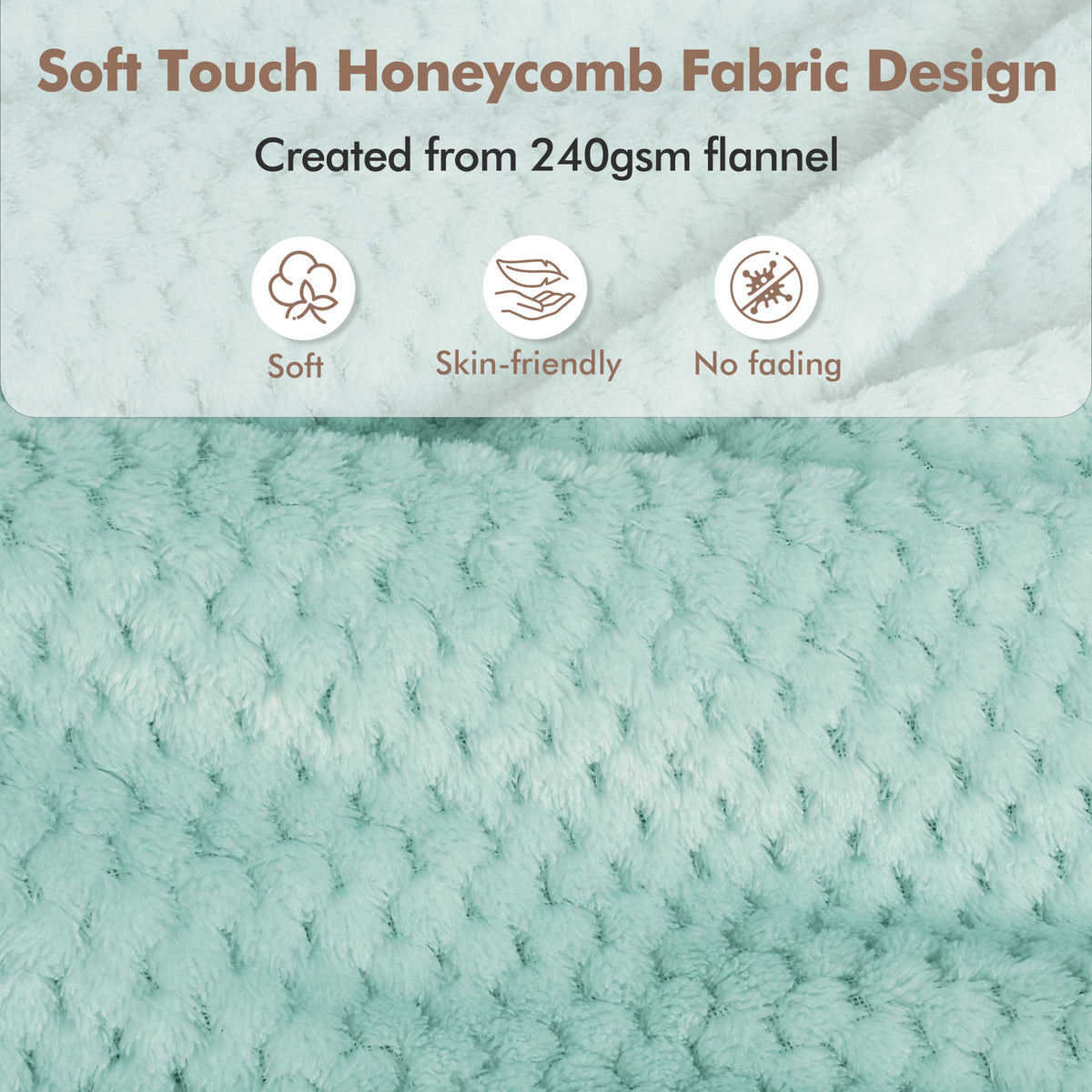 Tirrinia Honeycomb Fleece Travel Blanket with Foot Pockets
