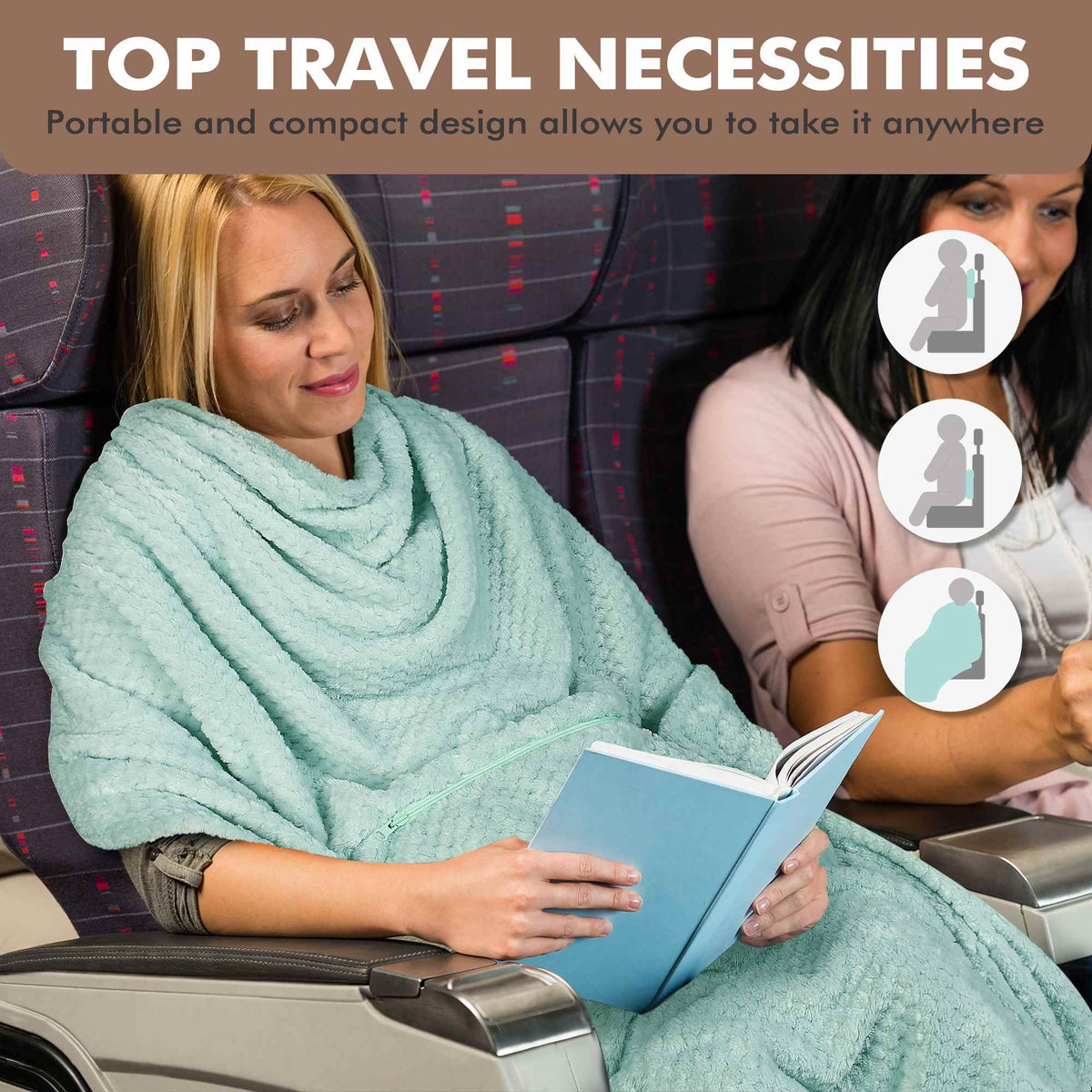 Tirrinia Honeycomb Fleece Travel Blanket with Foot Pockets