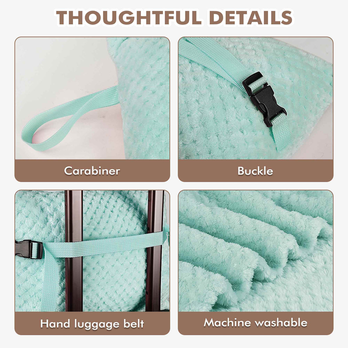 Tirrinia Honeycomb Fleece Travel Blanket with Foot Pockets