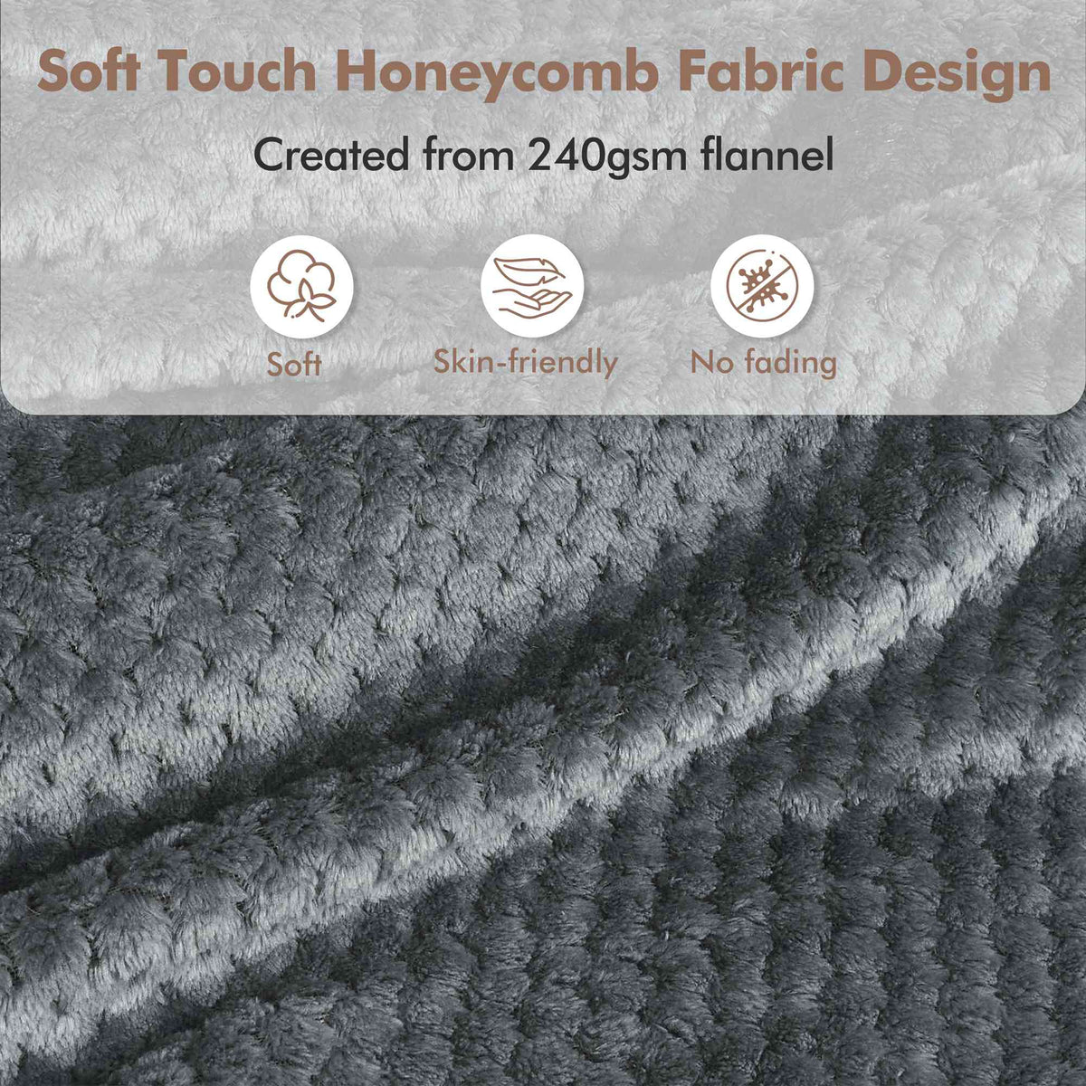 Tirrinia Honeycomb Fleece Travel Blanket with Foot Pockets