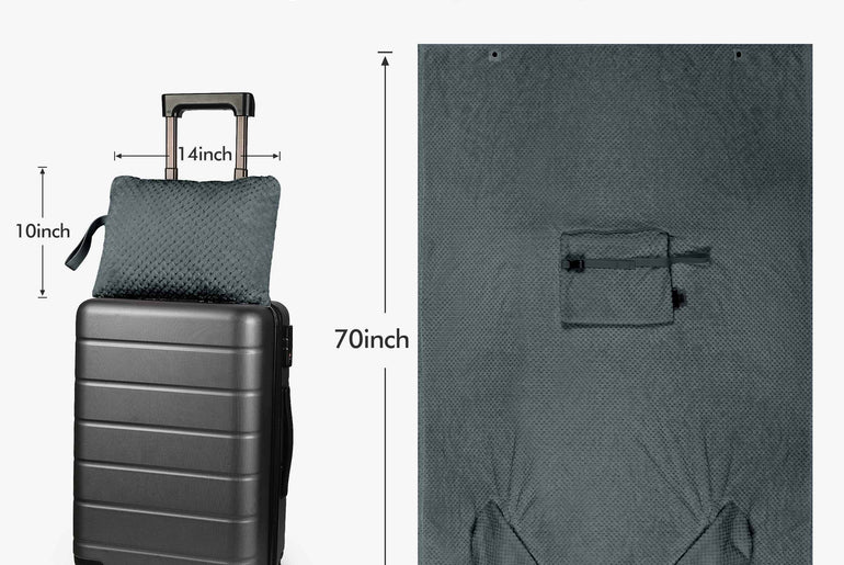 Tirrinia Honeycomb Fleece Travel Blanket with Foot Pockets