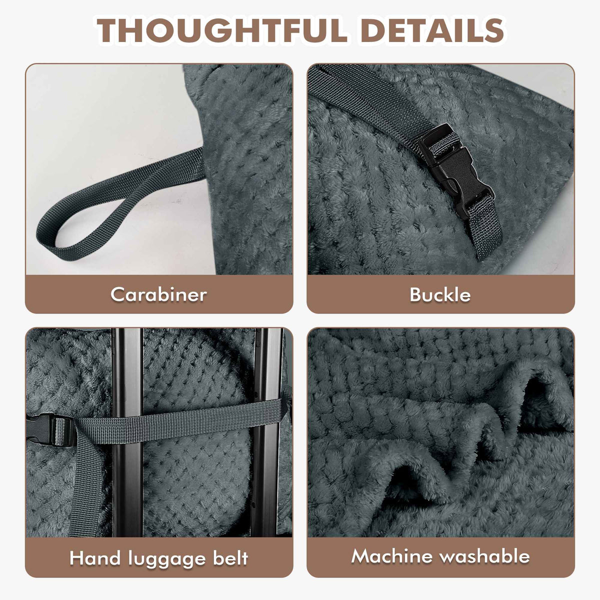 Tirrinia Honeycomb Fleece Travel Blanket with Foot Pockets