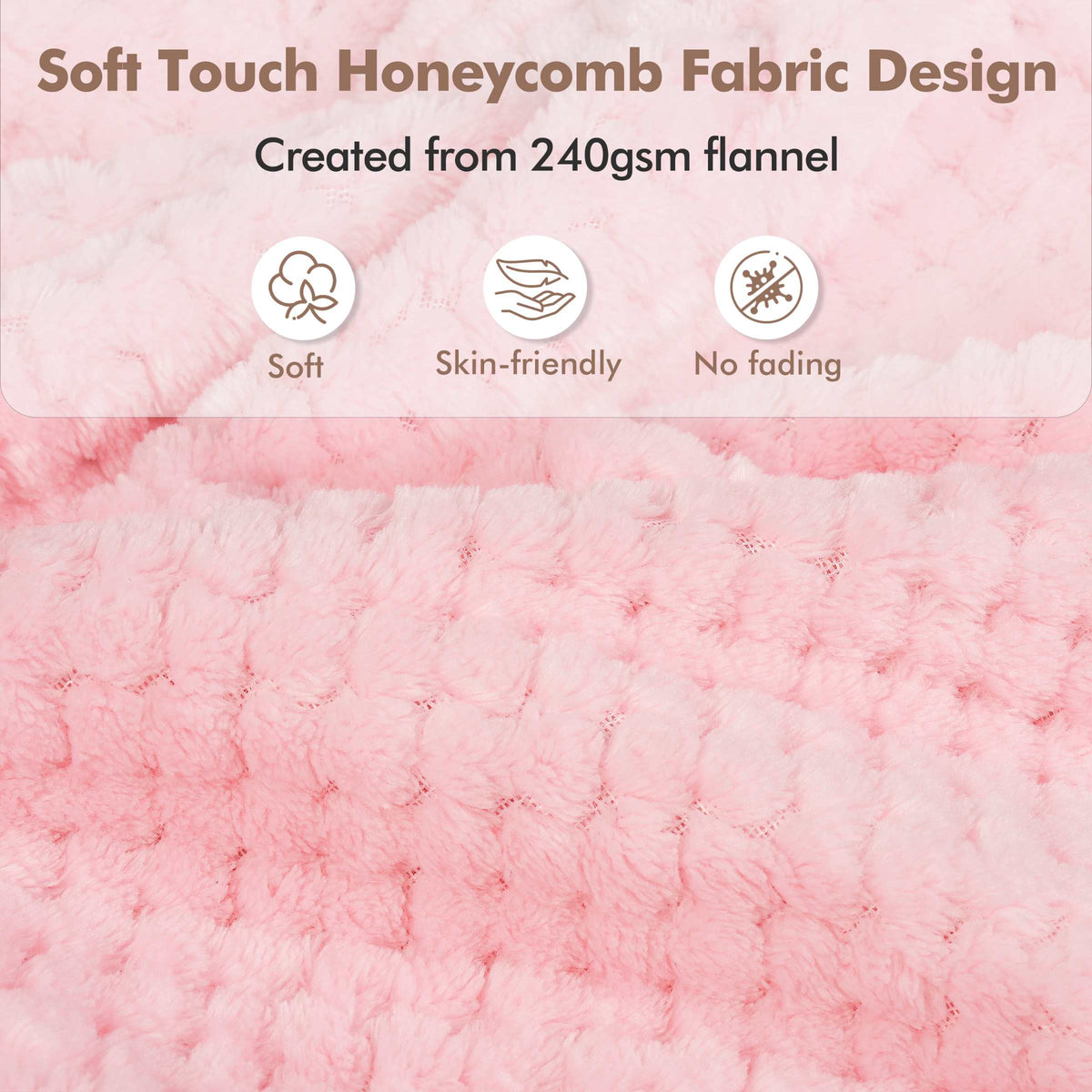 Tirrinia Honeycomb Fleece Travel Blanket with Foot Pockets
