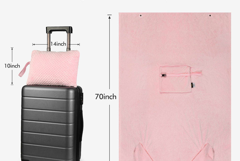 Tirrinia Honeycomb Fleece Travel Blanket with Foot Pockets