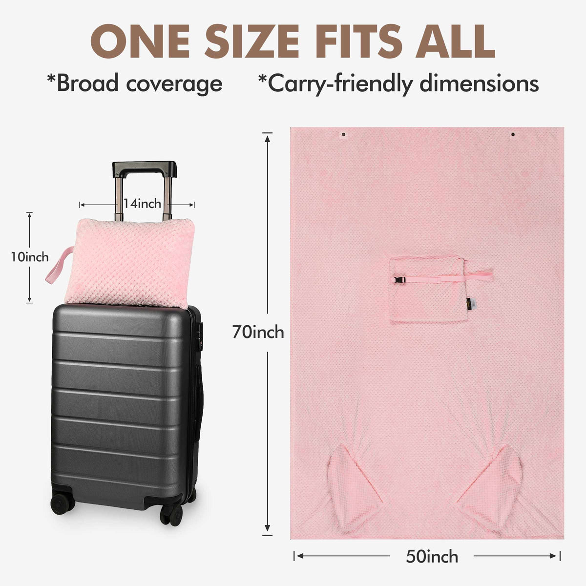 Tirrinia Honeycomb Fleece Travel Blanket with Foot Pockets