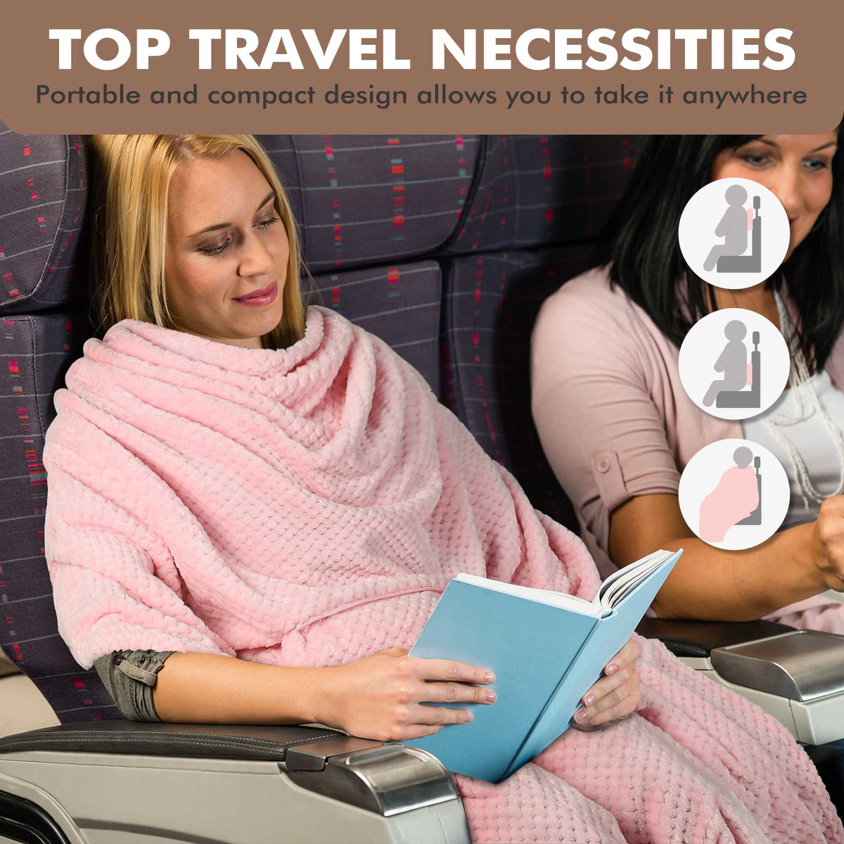 Tirrinia Honeycomb Fleece Travel Blanket with Foot Pockets