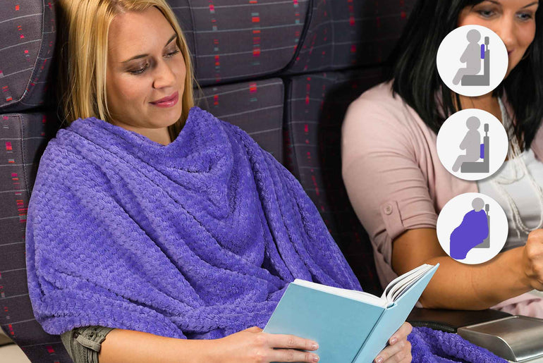 Tirrinia Honeycomb Fleece Travel Blanket with Foot Pockets