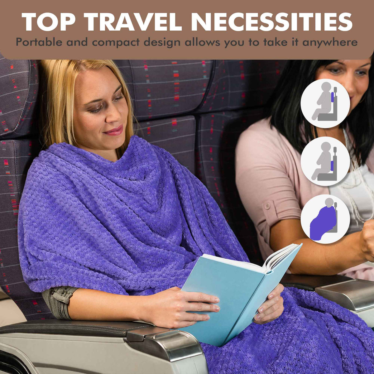Tirrinia Honeycomb Fleece Travel Blanket with Foot Pockets