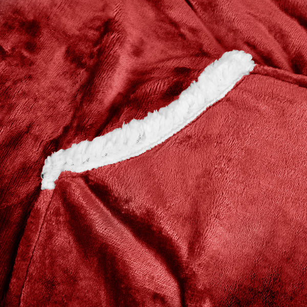 Sherpa Wearable Blanket With Hood close-up detail
