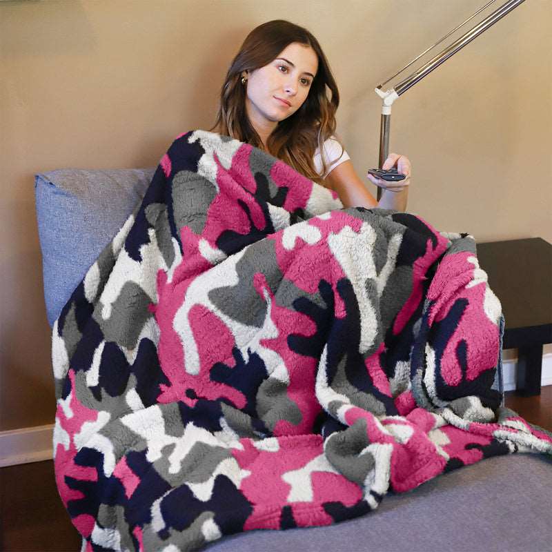 Camo Sherpa Summer Throw Blanket