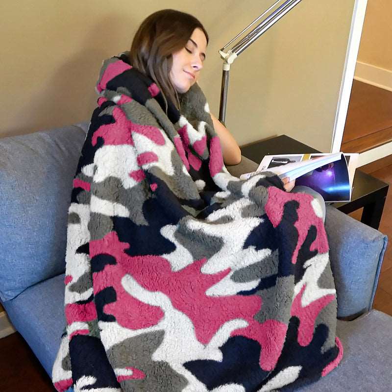 Camo Sherpa Summer Throw Blanket