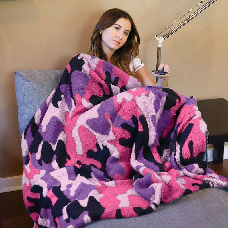Camo Sherpa Summer Throw Blanket