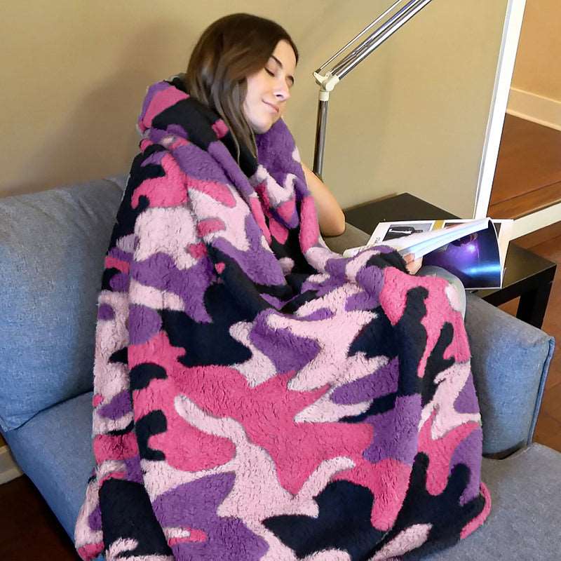 Camo Sherpa Summer Throw Blanket
