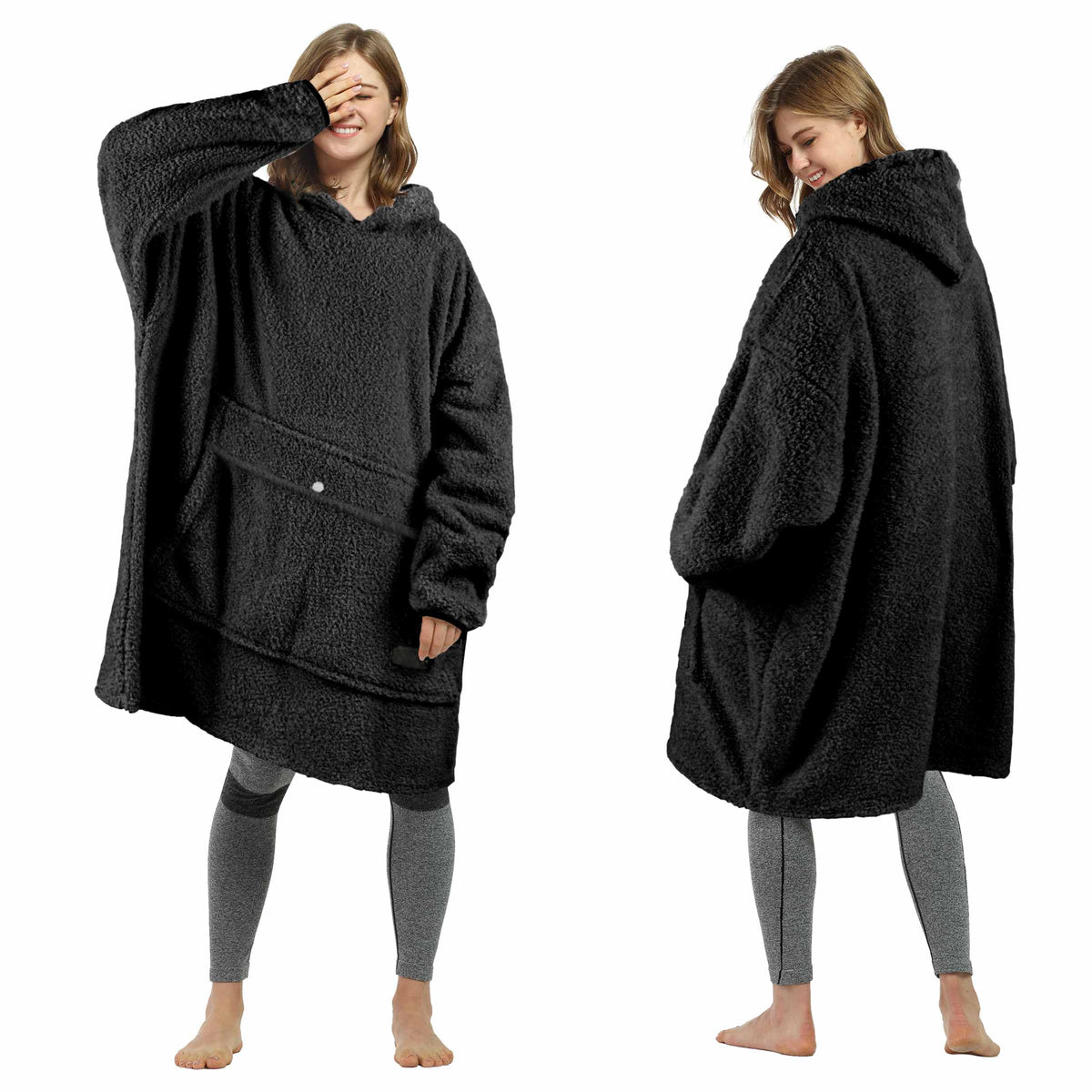 Tirrinia Oversized Wearable Blanket Hoodie, Sherpa Fleece Home Blanket Sweatshirt, Cozy and Warm Blanket with Sleeves, the best gift for men and women.