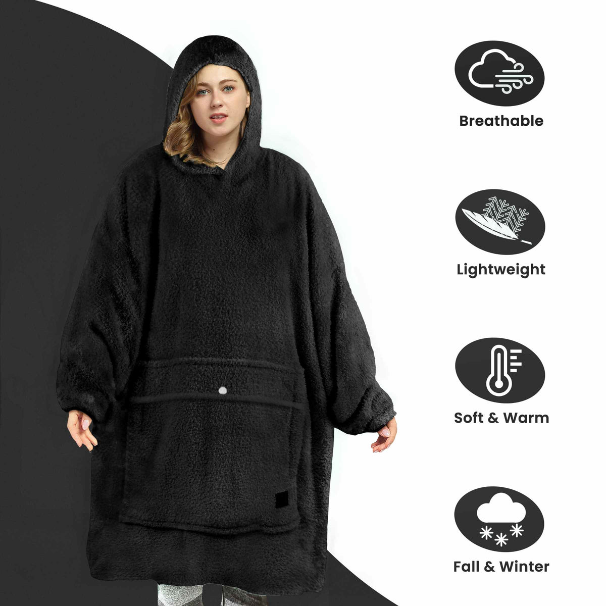 Tirrinia Oversized Wearable Blanket Hoodie, Sherpa Fleece Home Blanket Sweatshirt, Cozy and Warm Blanket with Sleeves, the best gift for men and women.