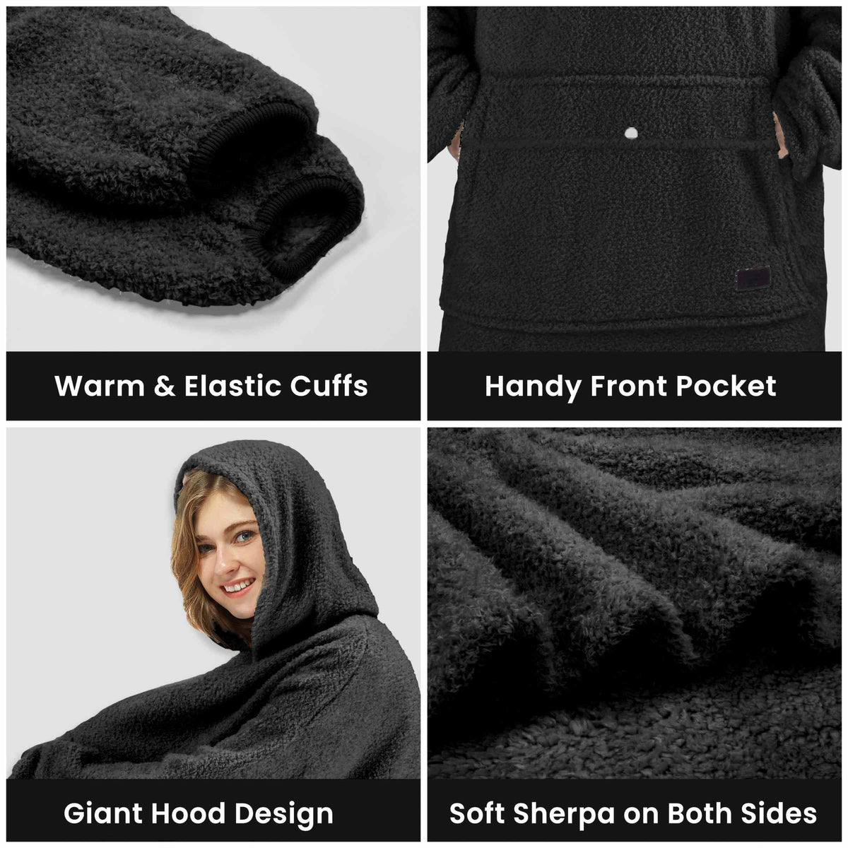 Tirrinia Oversized Wearable Blanket Hoodie, Sherpa Fleece Home Blanket Sweatshirt, Cozy and Warm Blanket with Sleeves, the best gift for men and women.