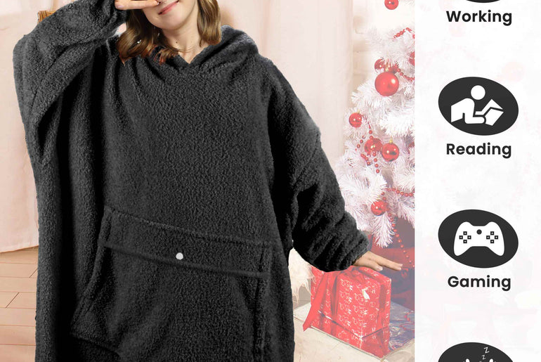 Tirrinia Oversized Wearable Blanket Hoodie, Sherpa Fleece Home Blanket Sweatshirt, Cozy and Warm Blanket with Sleeves, the best gift for men and women.