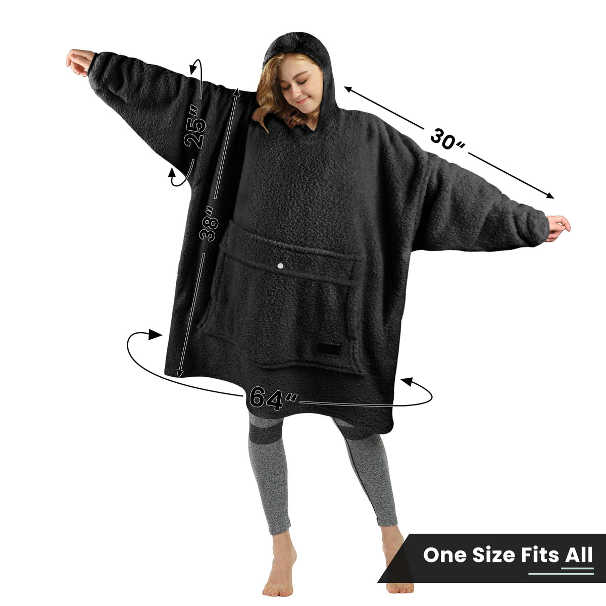 Tirrinia Oversized Wearable Blanket Hoodie, Sherpa Fleece Home Blanket Sweatshirt, Cozy and Warm Blanket with Sleeves, the best gift for men and women.