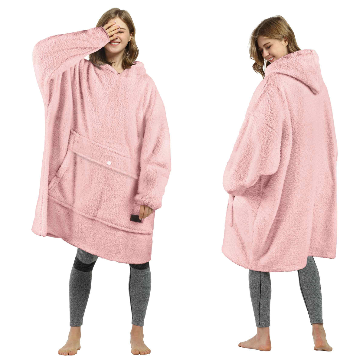 Tirrinia Oversized Wearable Blanket Hoodie, Sherpa Fleece Home Blanket Sweatshirt, Cozy and Warm Blanket with Sleeves, the best gift for men and women.