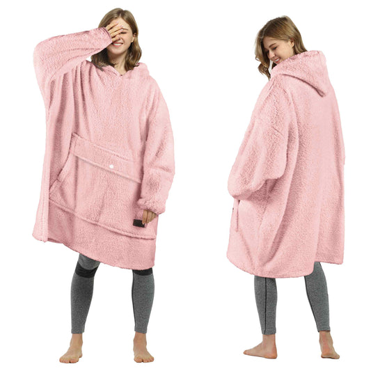 Tirrinia Oversized Wearable Blanket Hoodie, Sherpa Fleece Home Blanket Sweatshirt, Cozy and Warm Blanket with Sleeves, the best gift for men and women.