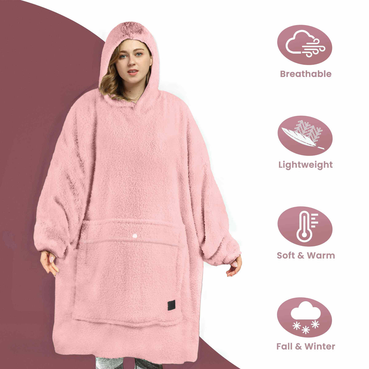 Tirrinia Oversized Wearable Blanket Hoodie, Sherpa Fleece Home Blanket Sweatshirt, Cozy and Warm Blanket with Sleeves, the best gift for men and women.
