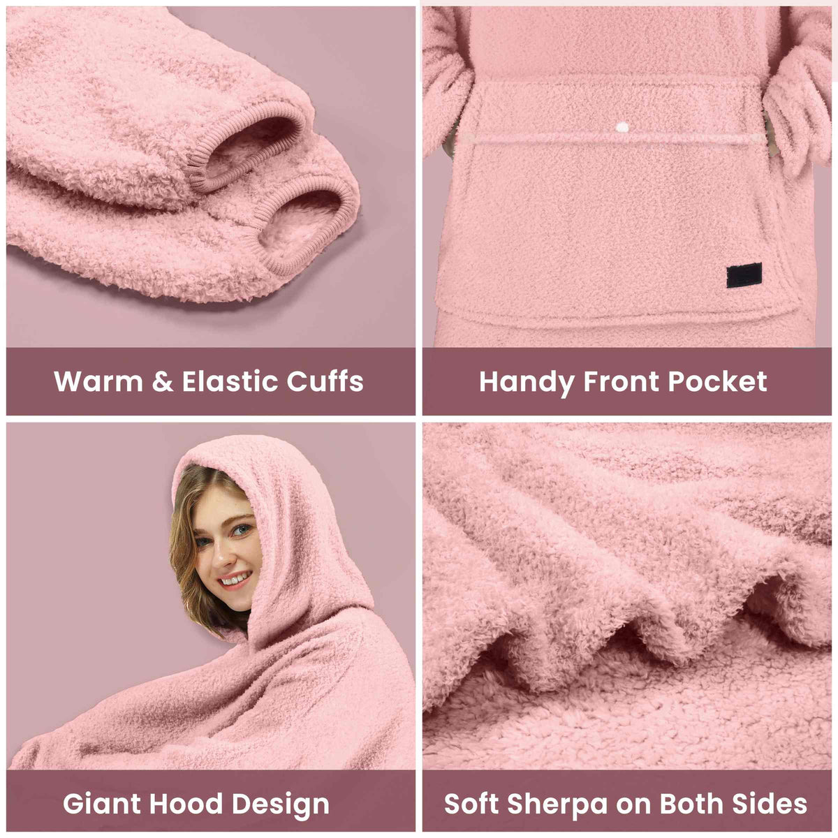 Tirrinia Oversized Wearable Blanket Hoodie, Sherpa Fleece Home Blanket Sweatshirt, Cozy and Warm Blanket with Sleeves, the best gift for men and women.