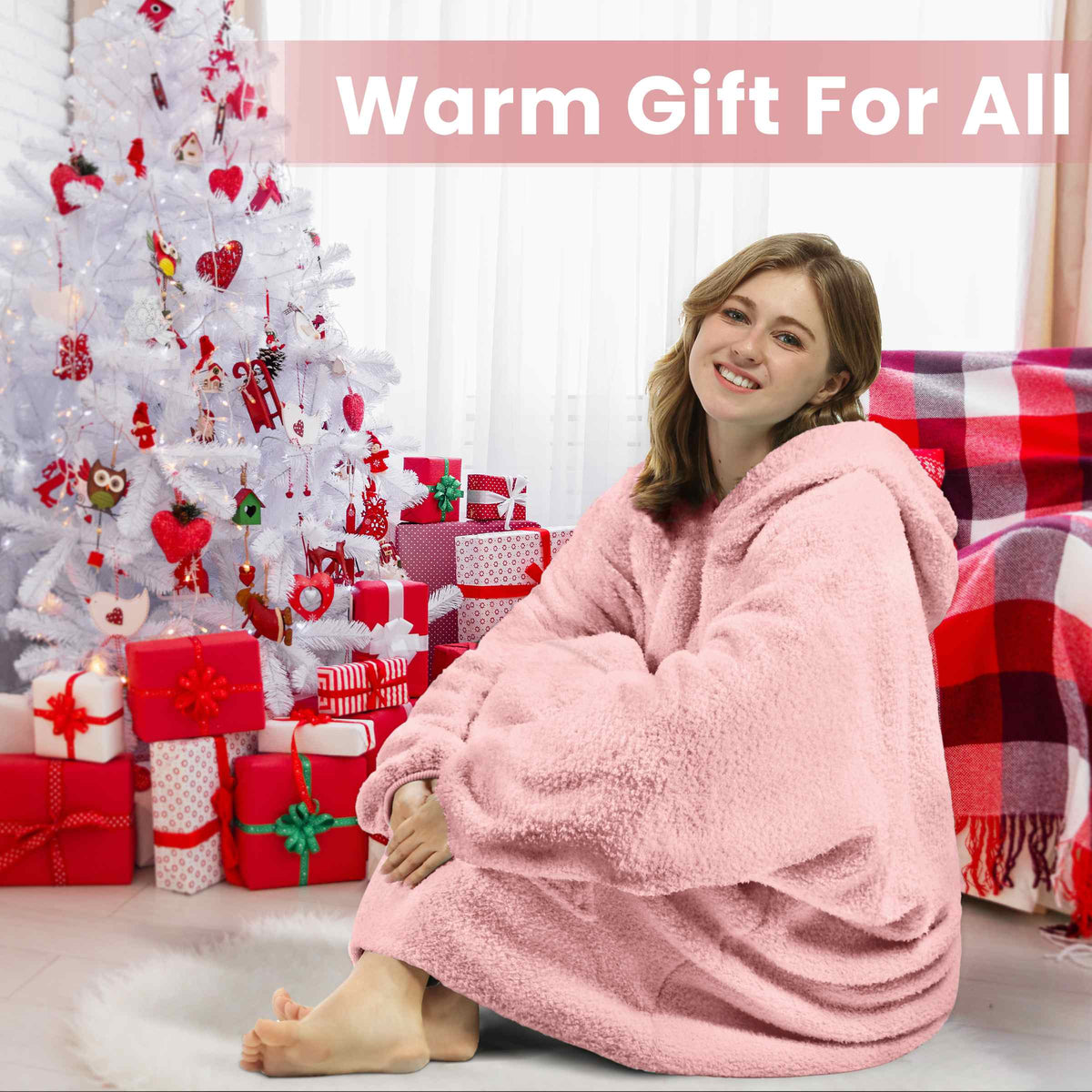 Tirrinia Oversized Wearable Blanket Hoodie, Sherpa Fleece Home Blanket Sweatshirt, Cozy and Warm Blanket with Sleeves, the best gift for men and women.