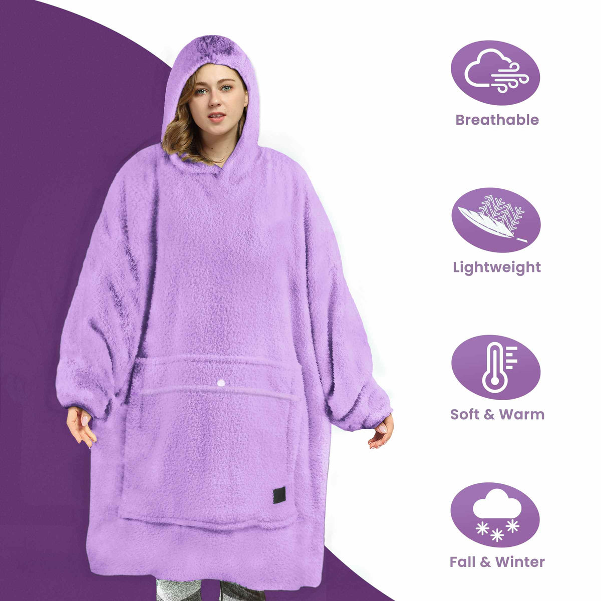 Tirrinia Oversized Wearable Blanket Hoodie, Sherpa Fleece Home Blanket Sweatshirt, Cozy and Warm Blanket with Sleeves, the best gift for men and women.