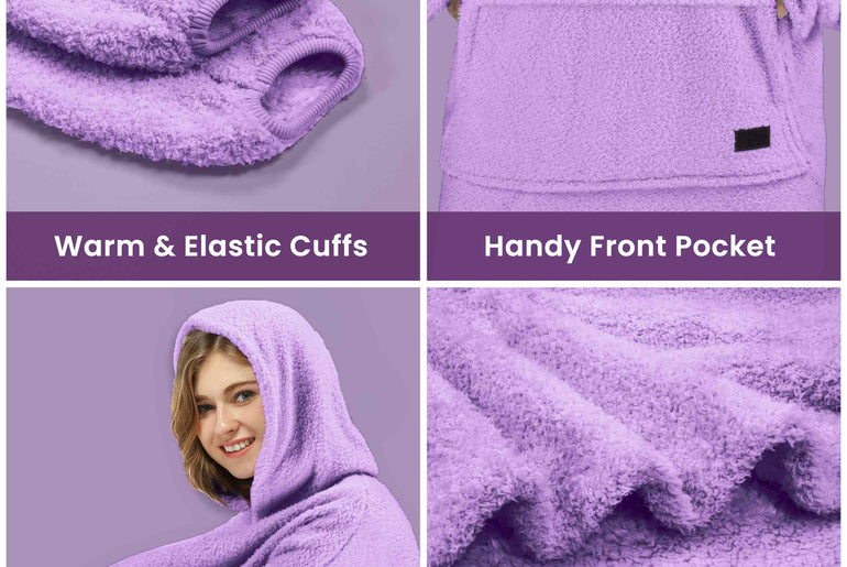 Tirrinia Oversized Wearable Blanket Hoodie, Sherpa Fleece Home Blanket Sweatshirt, Cozy and Warm Blanket with Sleeves, the best gift for men and women.