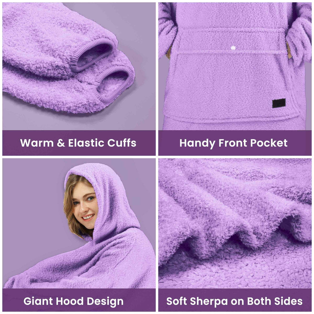 Tirrinia Oversized Wearable Blanket Hoodie, Sherpa Fleece Home Blanket Sweatshirt, Cozy and Warm Blanket with Sleeves, the best gift for men and women.