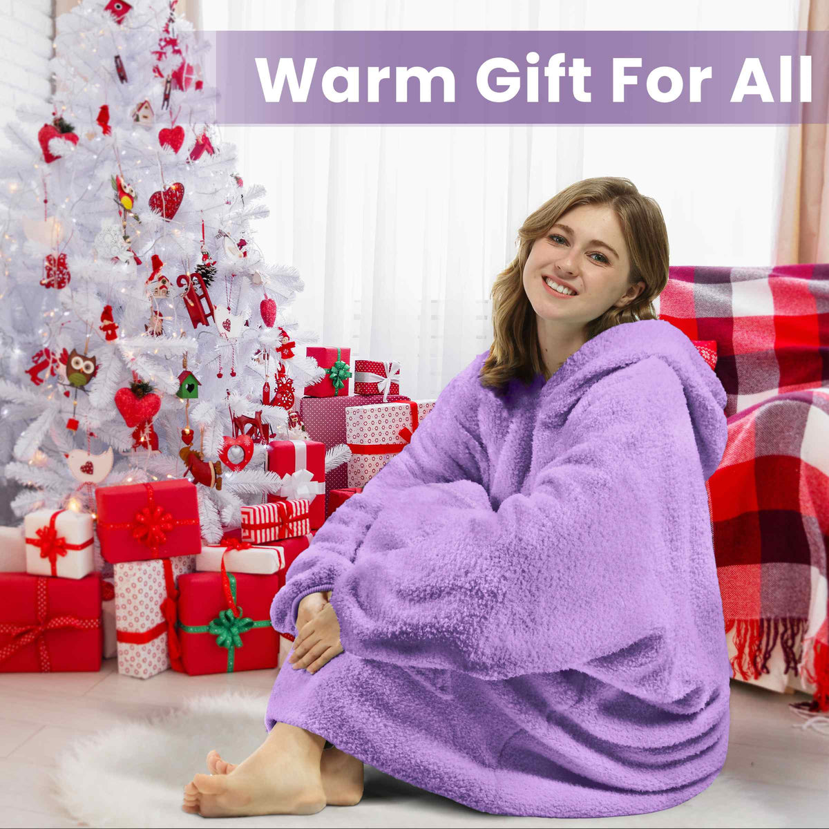 Tirrinia Oversized Wearable Blanket Hoodie, Sherpa Fleece Home Blanket Sweatshirt, Cozy and Warm Blanket with Sleeves, the best gift for men and women.