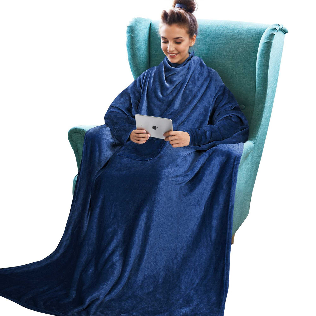 Dark Color Fleece Wearable Blanket detail view