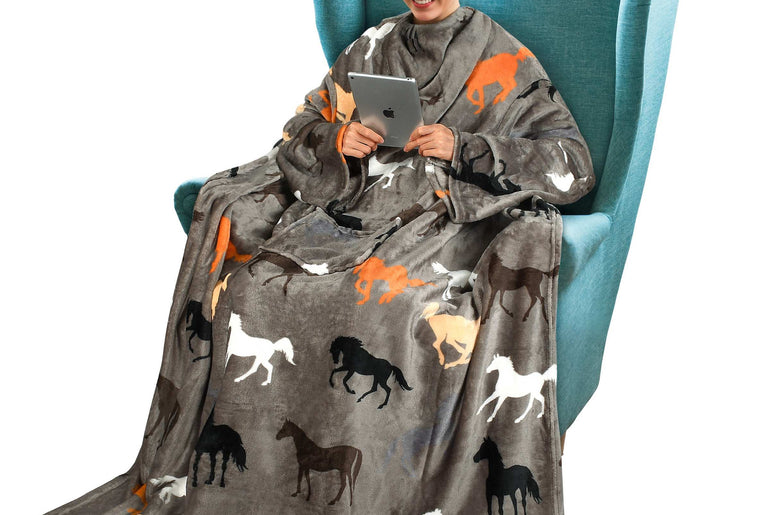 Brown Taup Horse Wearable Blanket Single Layer