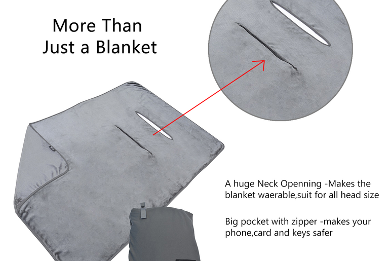 Fleece Travel Blanket Packable side view