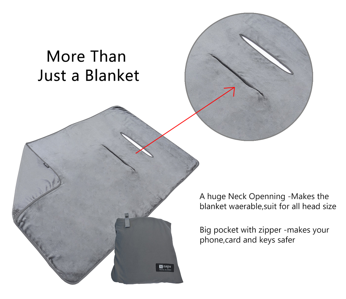 Fleece Travel Blanket Packable side view