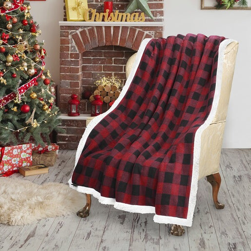 Buffalo Plaid Sherpa Throw Blanket - Home and Garden product photo