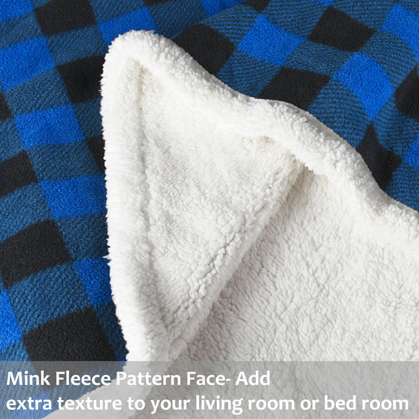Buffalo Plaid Sherpa Throw Blanket close-up detail