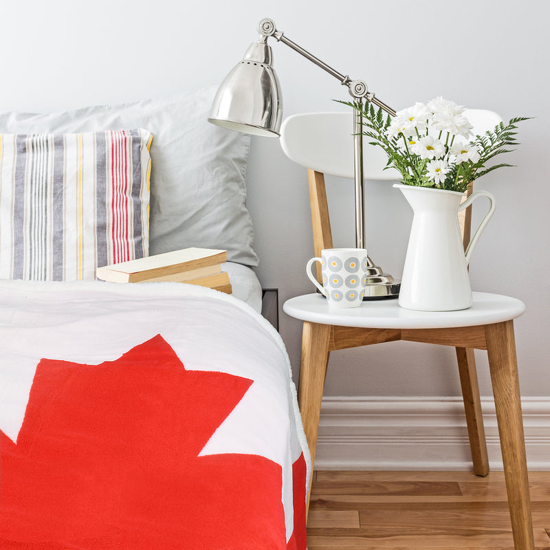 Cozy and Lightweight Canadian flag Plush Fuzzy Blanket detail view