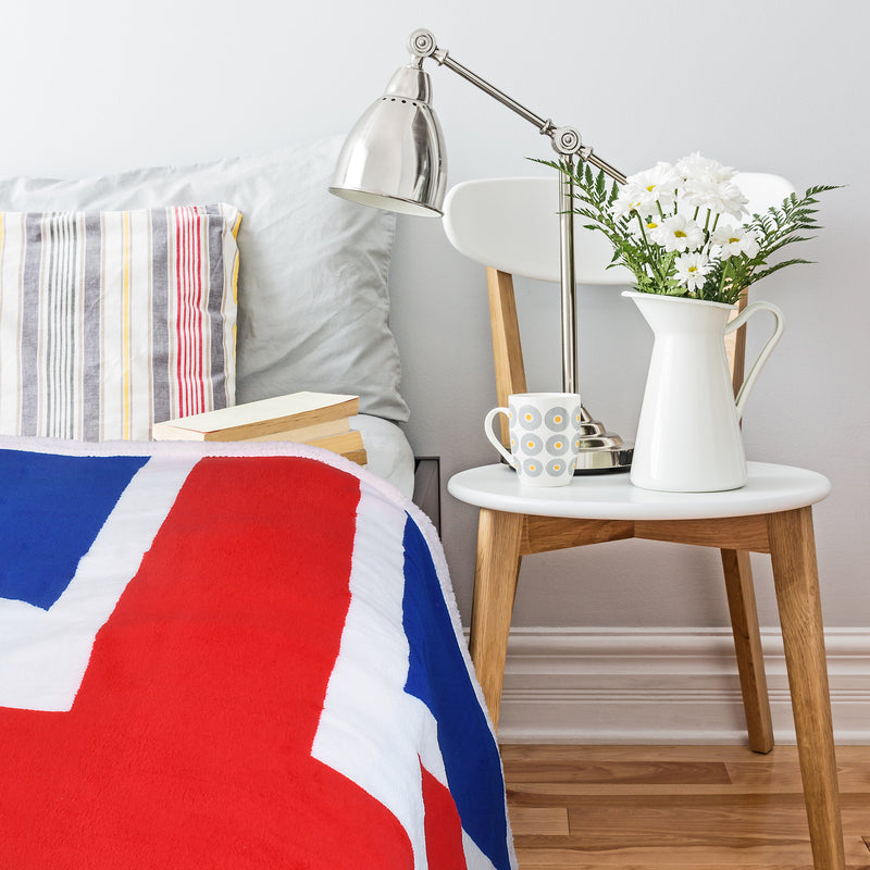 UK Flag Sherpa Throw Blanket detail view